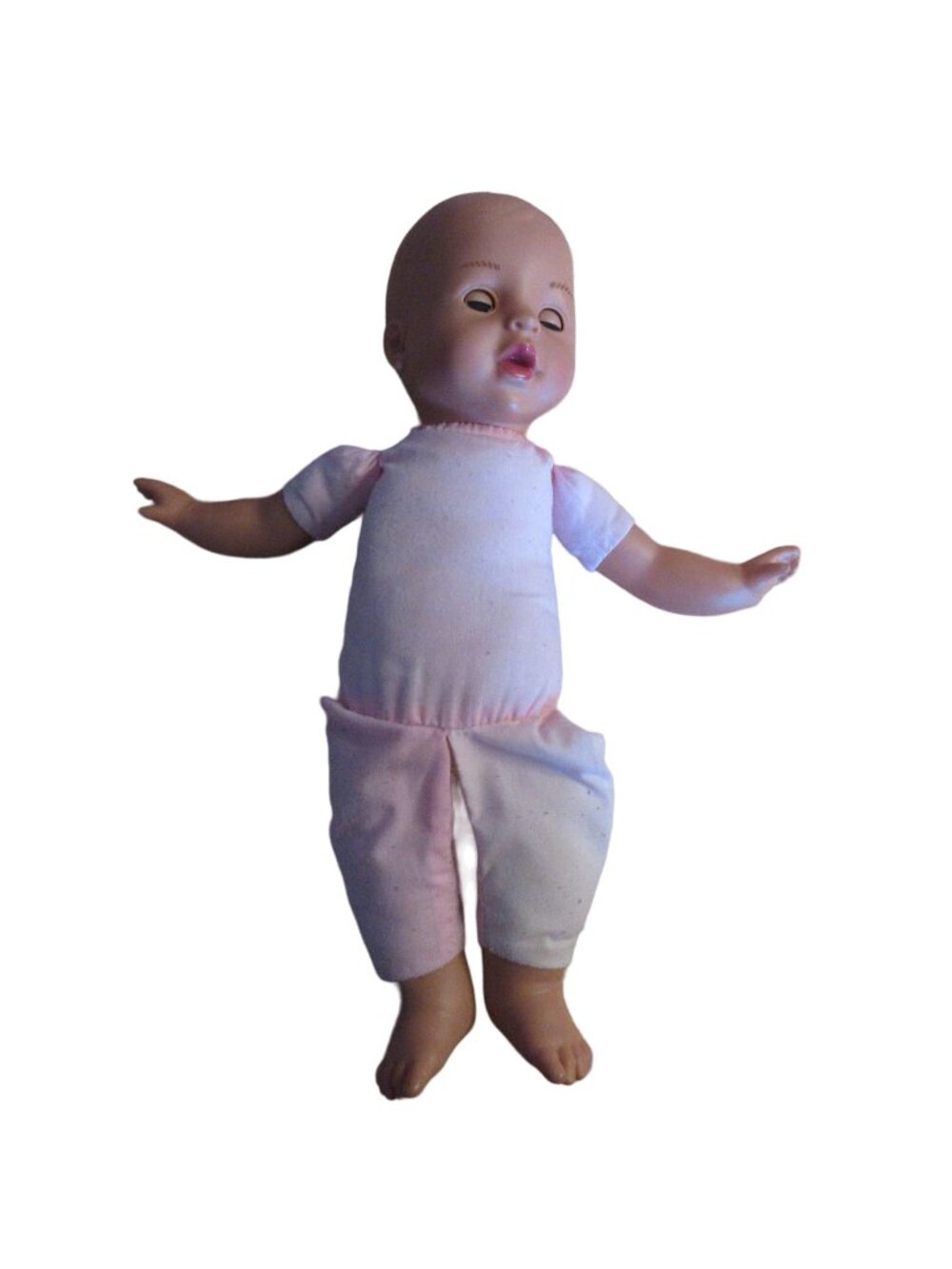 Brass Key Baby Doll Open Close Eyes Pink Cloth Body 14"